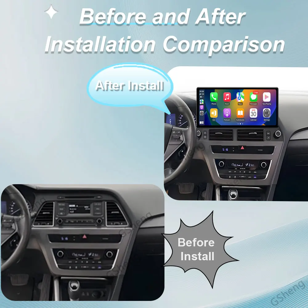 12.3 inch Android 16 Car Stereo Multimedia Player GPS WiFi Bluetooth Carplay Auto For Hyundai Sonata 7 LF 9 2014‑2017 Navigation