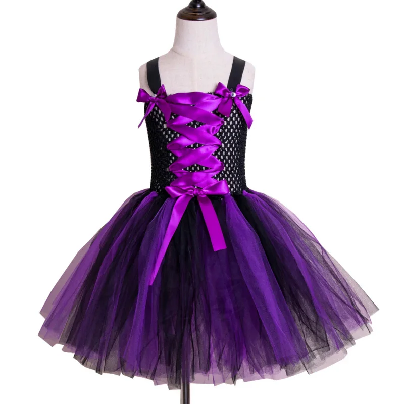 Halloween Witch Dress For Girls Scary Evil Queen Costumes Masquerade Dresses Carnival Disguise Clothes Elegant Princess Robe