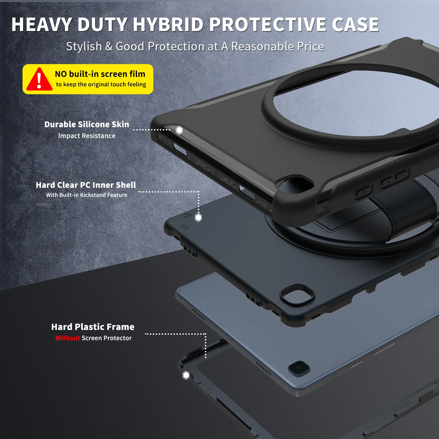 Case for Samsung Galaxy Tab A 10.1 A7 10.4 Lite 8.7 A8 10.5 A9+plus 11 SM-X210 X200 Heavy Duty Shockproof Kickstand Handle Cover