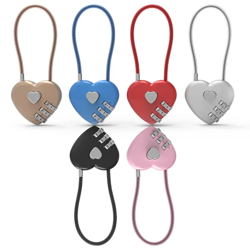 New Love Shape Lock Wedding Gift Heart Style Password Code Padlock for Schoolbag Trolley Case Concentric