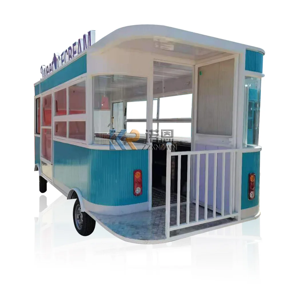 In Stock 5M Mobile Food Truck Commercial Coffee Ice Cream Truck Trailer Food Cart kiosk Van with Kitchen Equipment