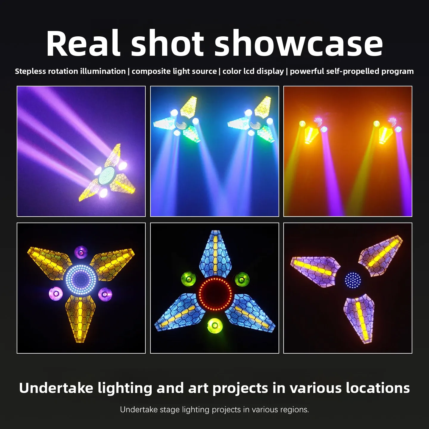 3-Leaf Clover Retro Moving Head Light, RGB Rotating Stage Lamp for DJ Bar KTV Club Party