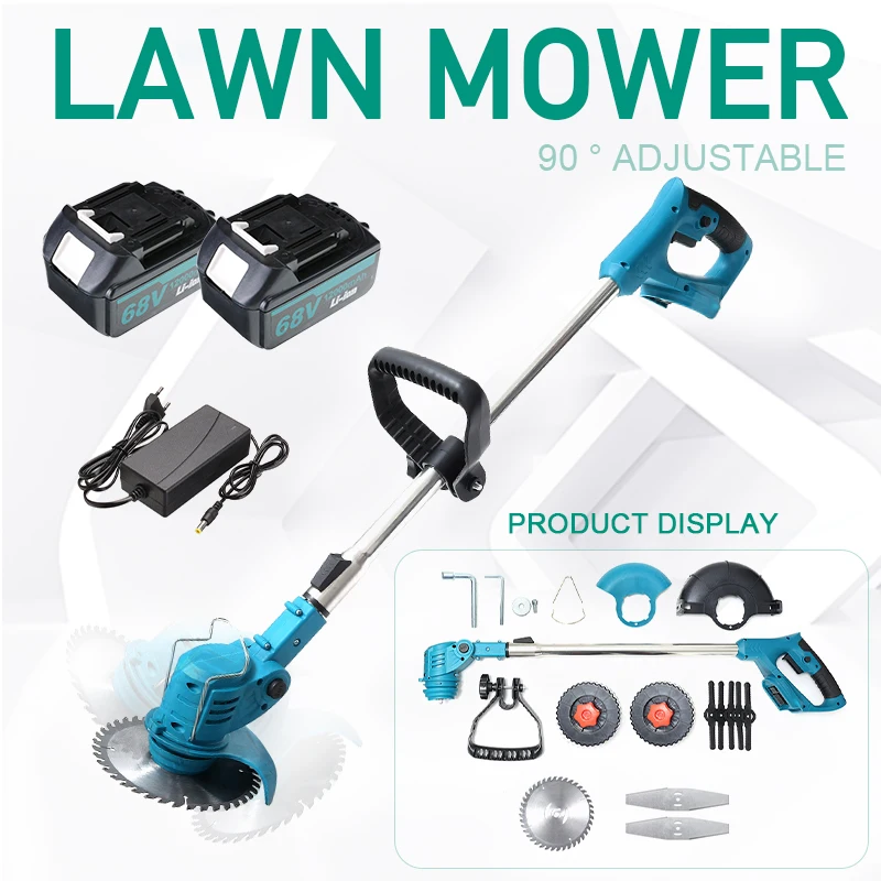 

Cordless Trimmer Garden Rechargeable Mowing 1800RPM Electric Lawn Mower Adjustable Cutter Power Tools For Makita Battery