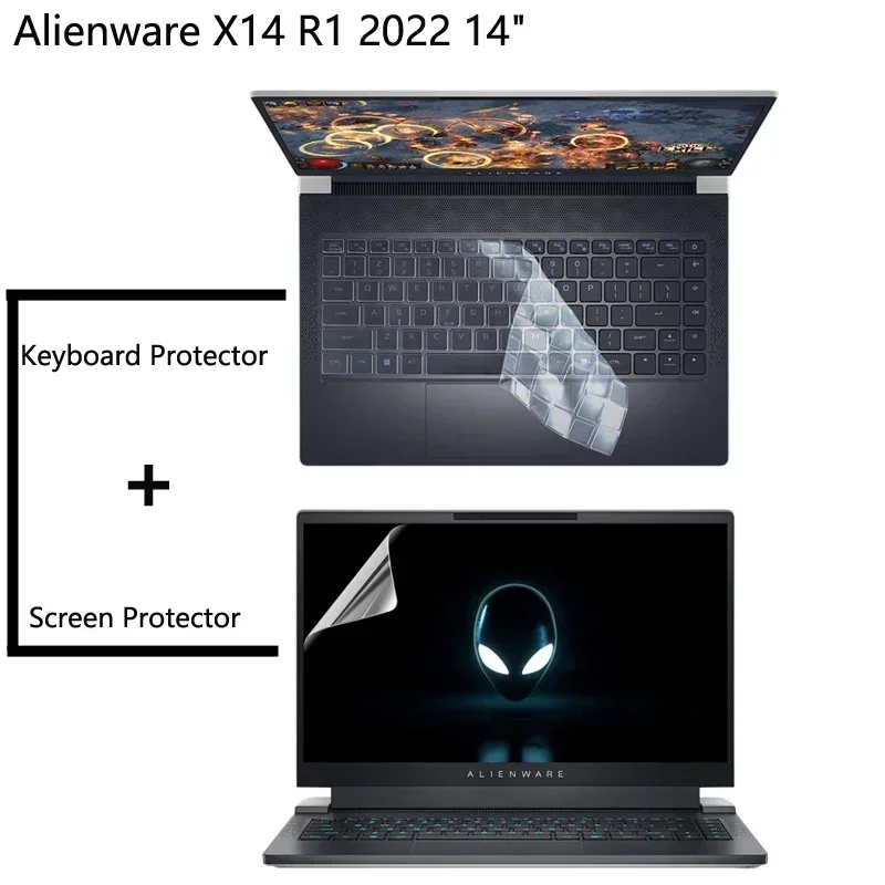 

Anti Glare Scratch Screen+ Laptop Ultra Thin High Clear Transparent Tpu Keyboard Cover Film For Alienware X14 R1 2022 14"