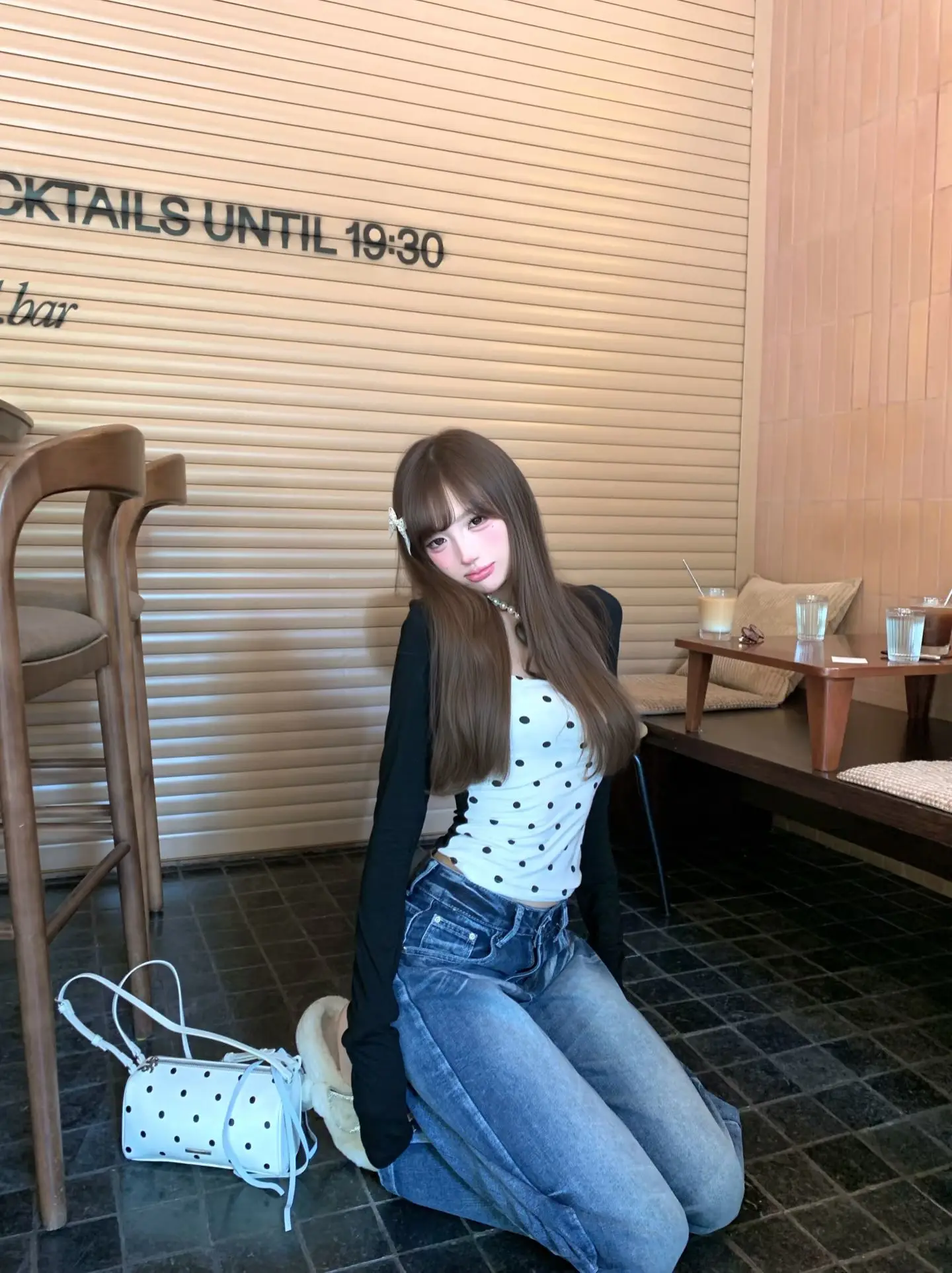 Chic Polka Dot Fake Two-Piece Long Sleeve T-Shirt Women's Slim Fit Contrast Color Splicing Inner Wear Top for Autumn