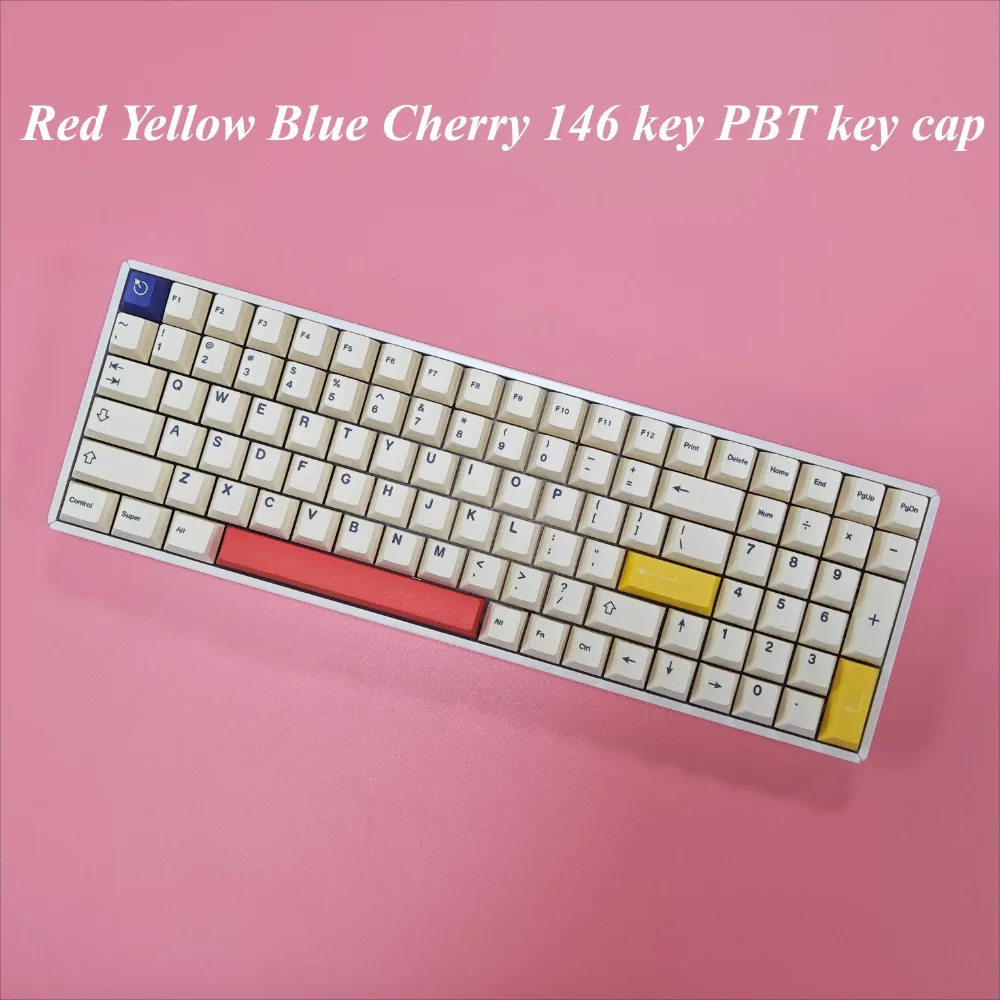 Keyboard Caps, Red Yellow Blue, Cherry 146 Keys PBT for Cherry MX 104/87/61 Mechanical Keyboard Accessories