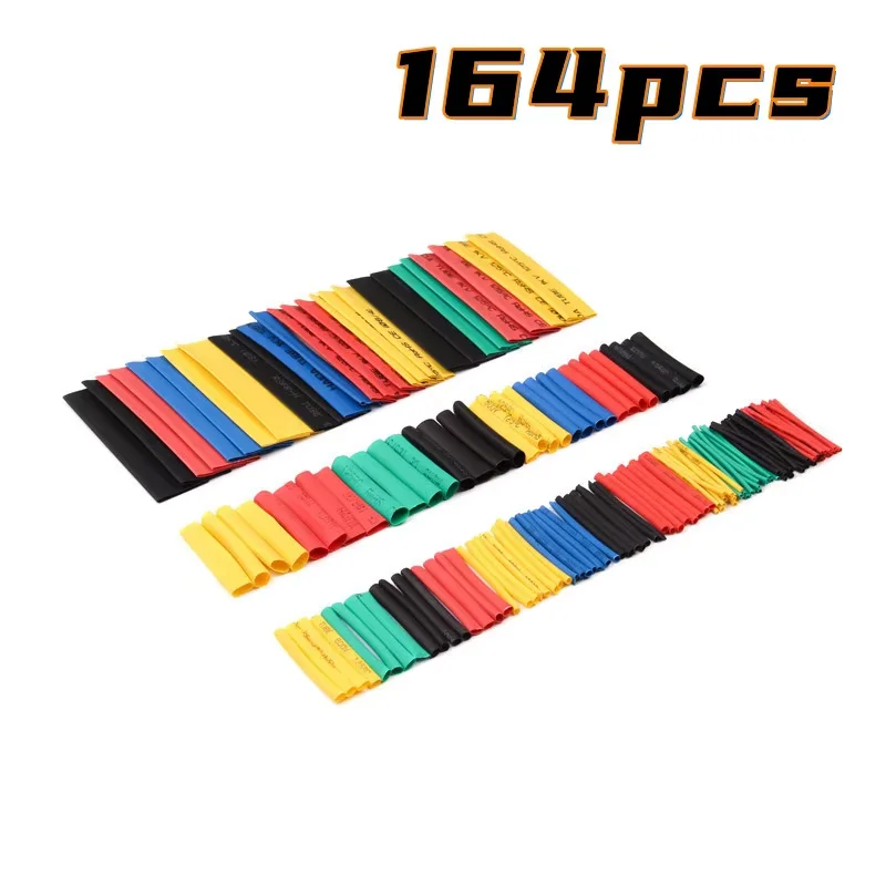 164pcs Set Polyolefin Shrinking Assorted Heat Shrink Tube Wire Cable Insulated Sleeving Tubing Set CLH@8 Waterproof Pipe Sleeve