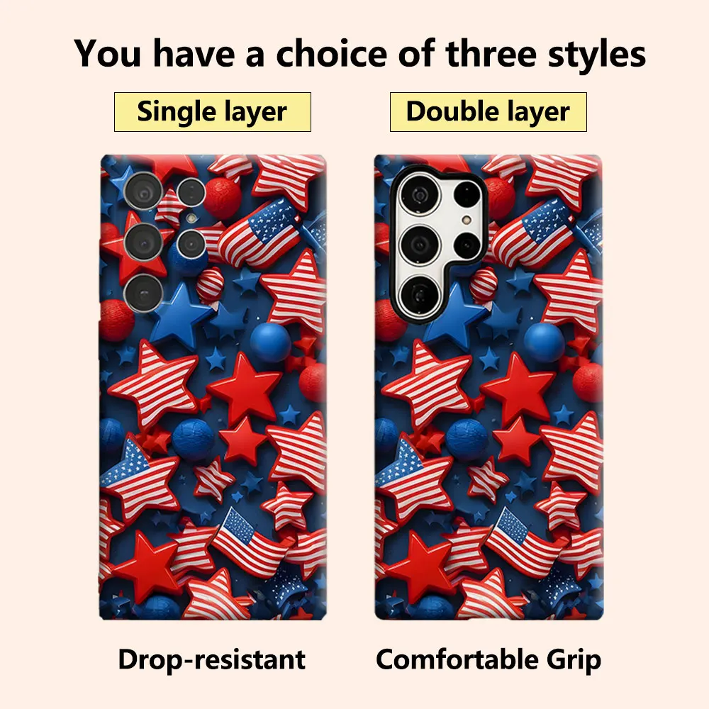 USA Star Flag Luxury Fashion Full Lens Protective Case for Samsung Galaxy S26 S25 S24 A56 A36 Plus Ultra