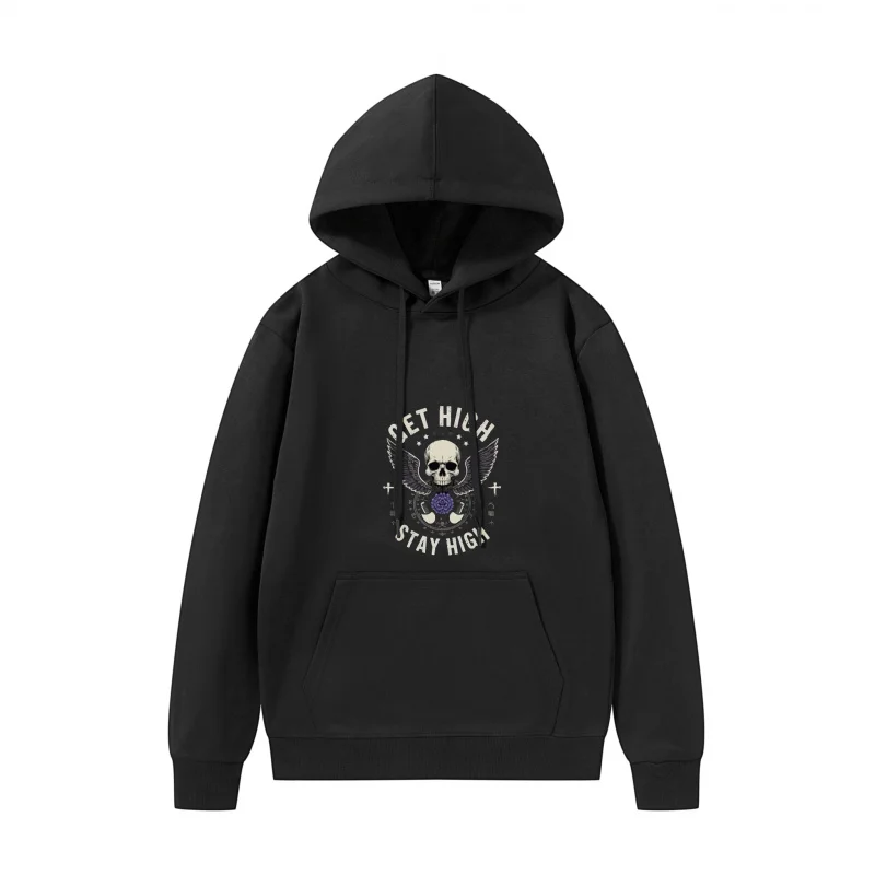 تصميم جمجمة هوديي للرجال مع طباعة نصية، تصميم جمجمة ممتع، نسيج قابل للتنفس #1