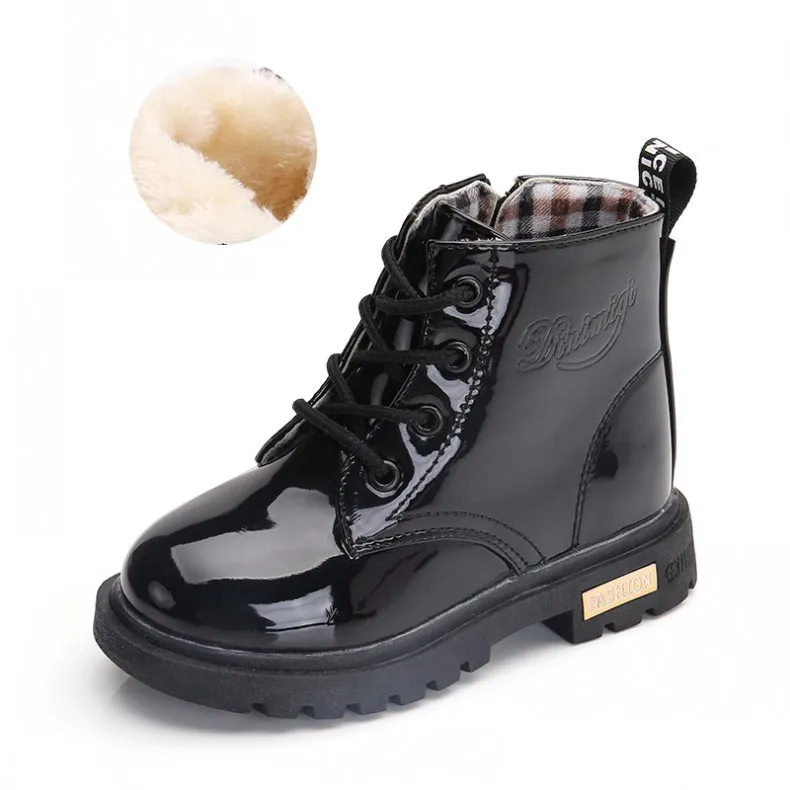 2023 New Winter Children Shoes PU Leather Waterproof Tide Boots Kids Snow Boots Brand Girls Boys Rubber Boots Fashion Sneakers