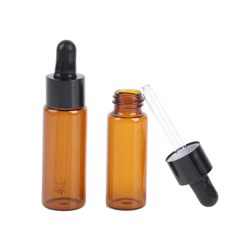 5pcs/lot Amber Glass Pipette Bottle Jars Cosmetic Perfume Essential Oil Bottles