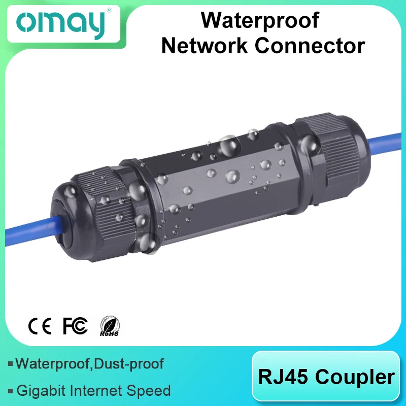 RJ45 Waterproof Connector IP67 Ethernet Network Cable Connector Double Head Adapter Coupler Extension for Cat5 6 7 8P8C
