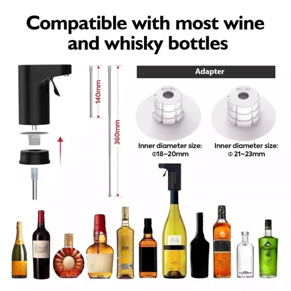 Electric Wine Decanter with Touch Display USB Rechargeable Wine Dispenser Whiskey Adjustable Quantity Liquor Pump Wine