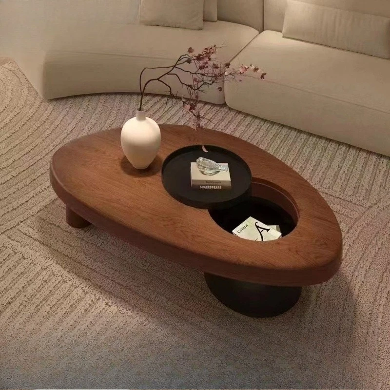 Medieval style solid wood tea table coffee table living room simple household special-shaped new small apartment creative log