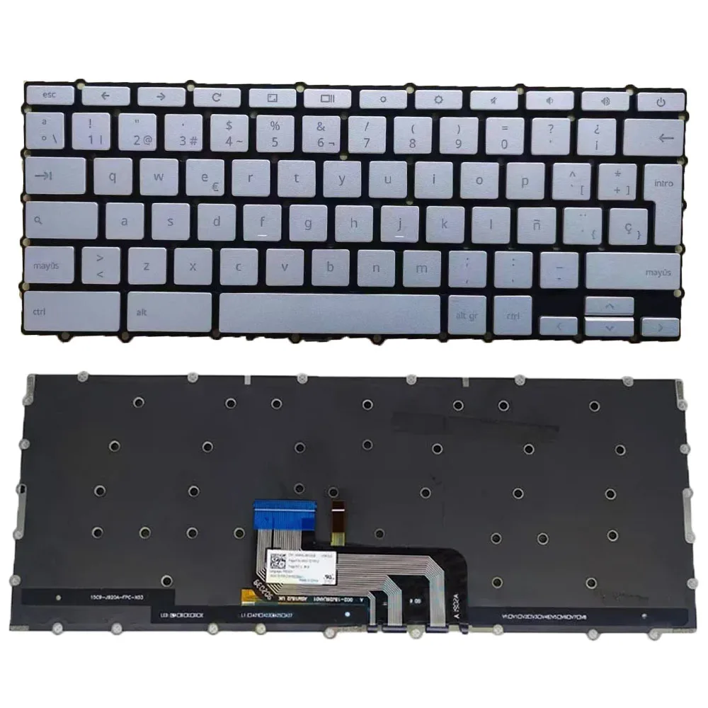 

For ASUS Chromebook Flip C434 C434TA E10013 Spanish SP Silver Backlit keyboard