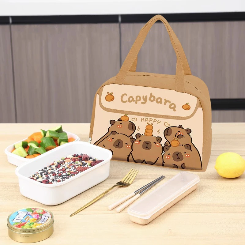 

Сумка для обеда Capybara, изолированная сумка, водонепроницаемая сумка для обеда, студенческая сумка для обеда, сумка для обеда с животным принтом, милая сумка для обеда с мультяшным рисунком