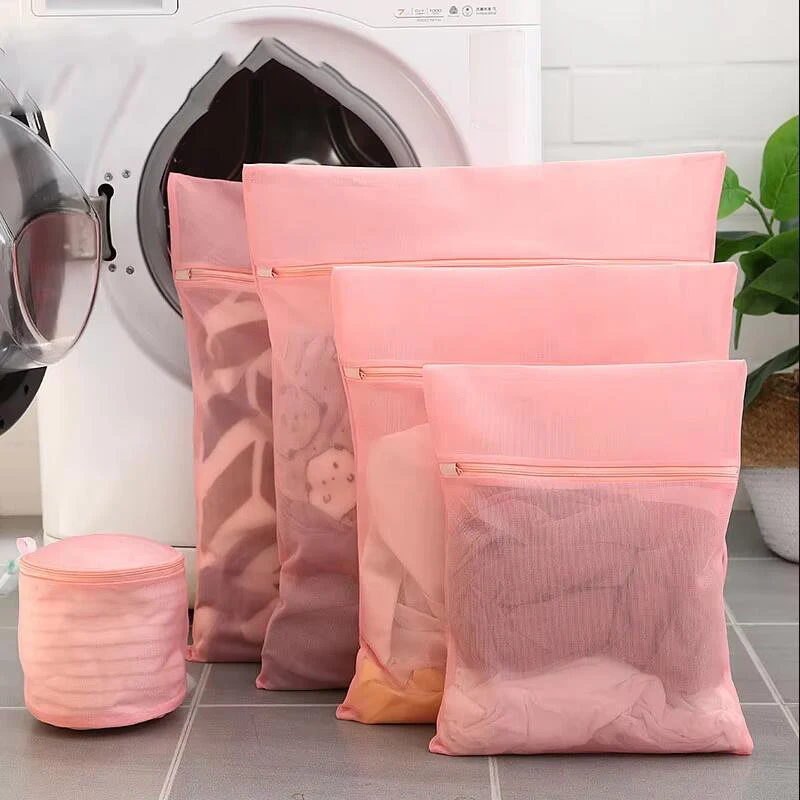 

5-Piece/Set Solid Color Zipper Style Household Laundry Bag Underwear Special Protect Laundry Bag Travel Luggage Underwear Bag