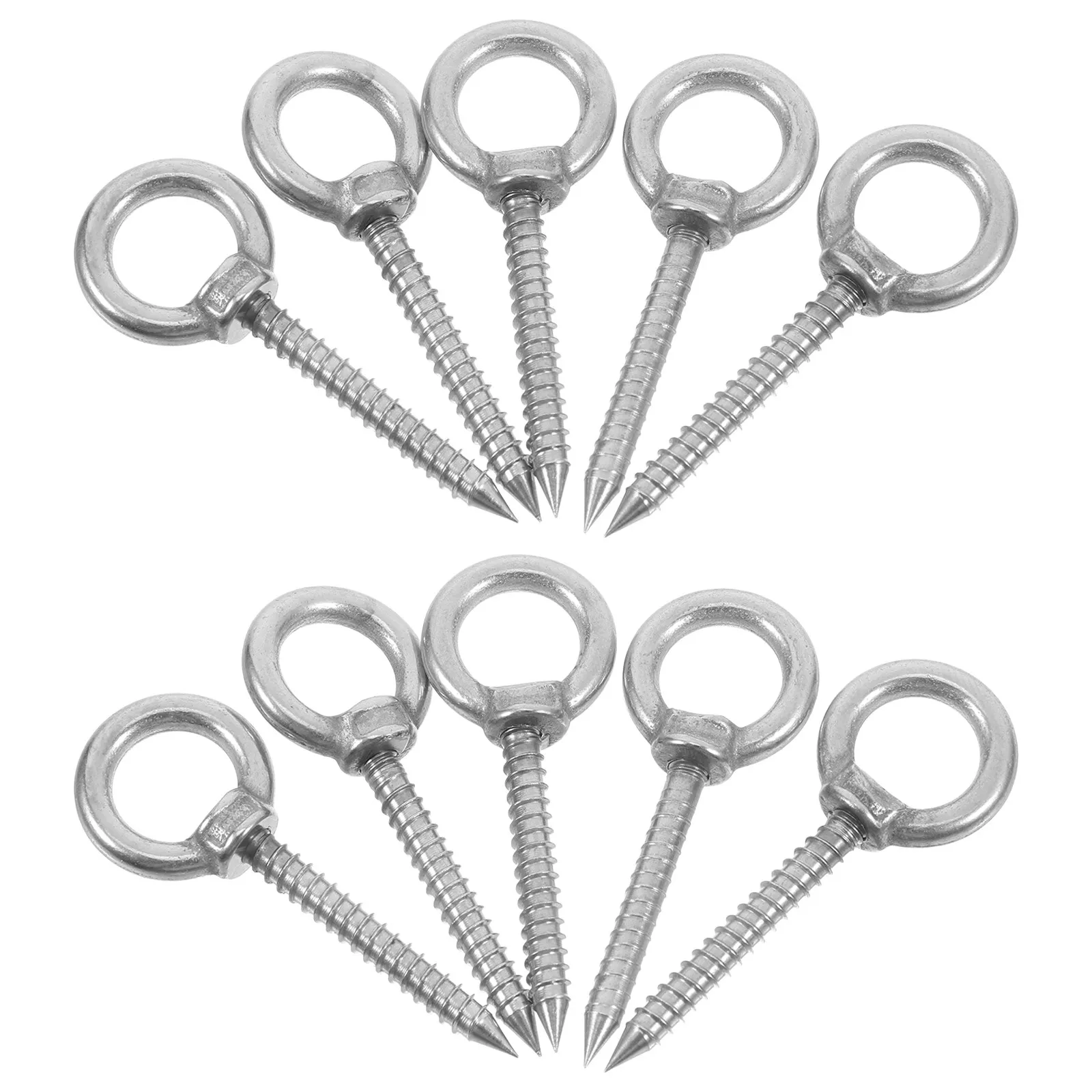10Pcs Stainless Steel Eye Screws Round Ring Self-Tapping Wall Ceiling Mount Hooks for Mug Cups Plants Baskets Lights Kitchen