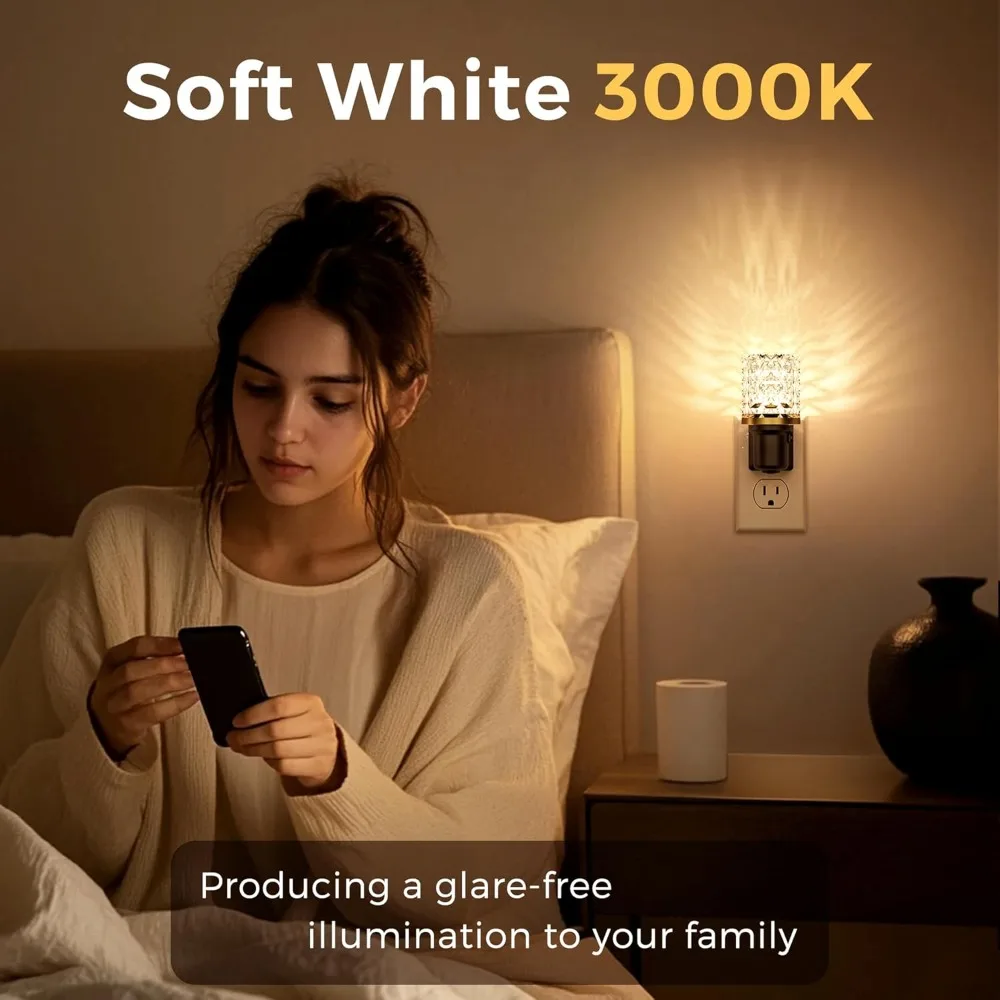 Luz nocturna LED regulable enchufable, sensor automático, ajustable 0-100LM para dormitorio, pasillo, decoración del hogar