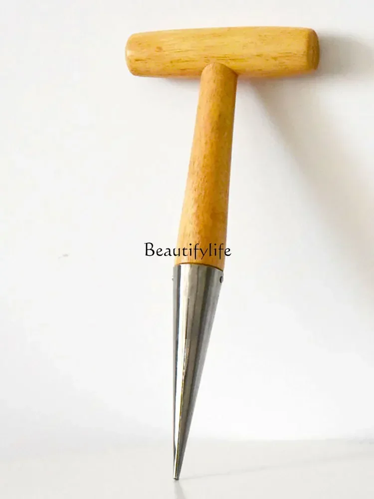 Seeding Seedling Removal Stainless Steel Wooden Handle Hole Punch Garden Seedling Artifact