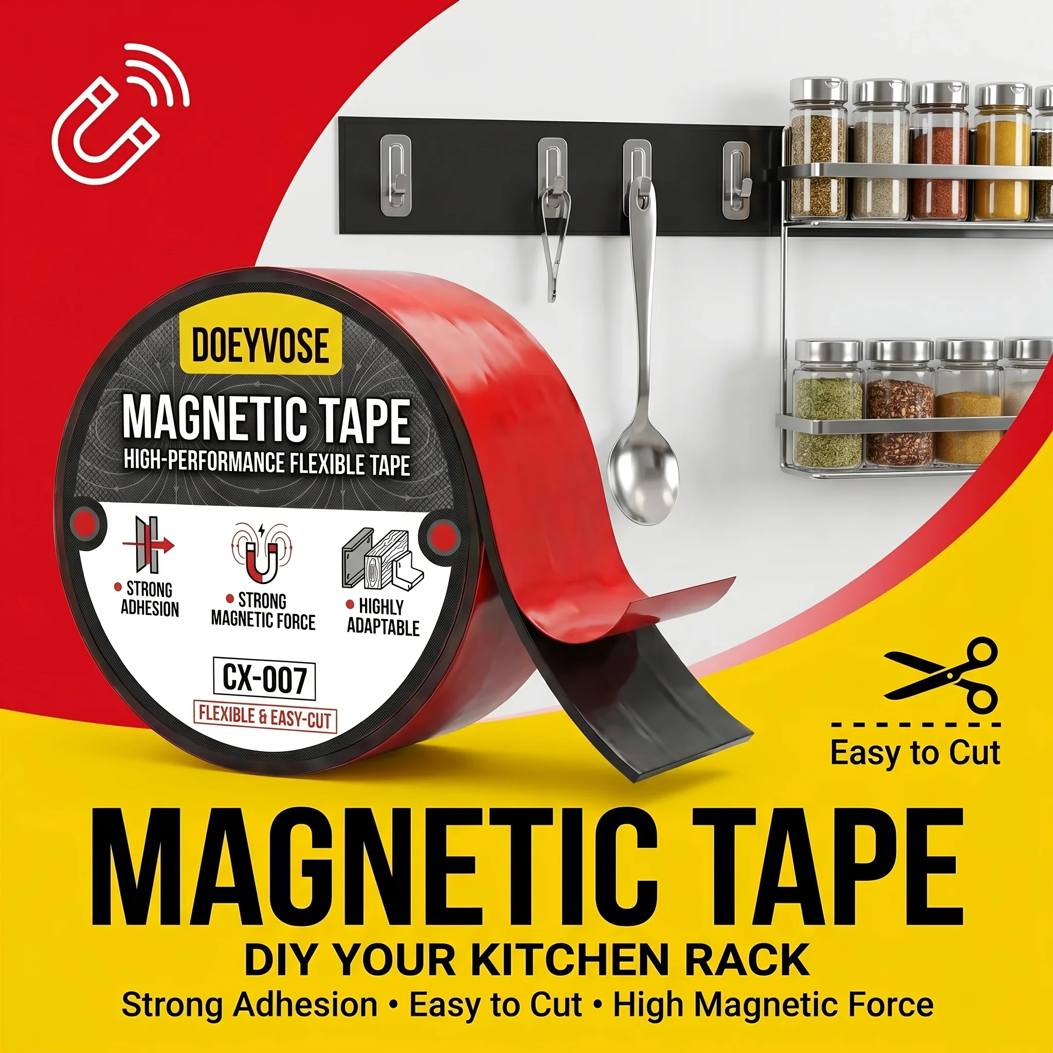 Doeyvose Flexible Rubber Magnet Tape,  Practical Accessory f