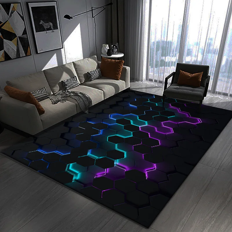 VIKAMA 3D Visual Living Room Bedroom Bedside Carpet Soft And Cool Gaming Room Sofa Rug Velvet Floor Mat Home Decoration
