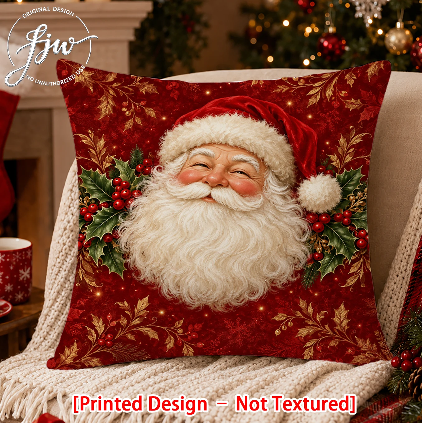 1pc Christmas Vintage Santa Claus & Holiday Decor Throw Pillow Covers