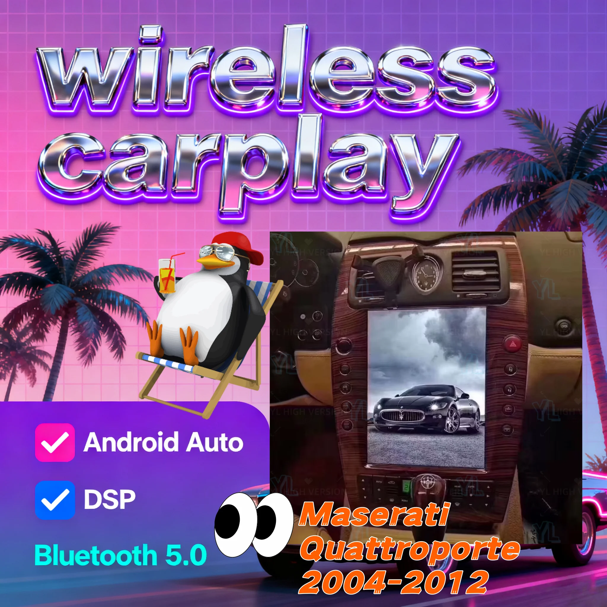 Touch Screen For Maserati Quattroporte 2004-2012 Carplay Android 13 Radio Car GPS Navigation Multimedia Player Tape Record Unit