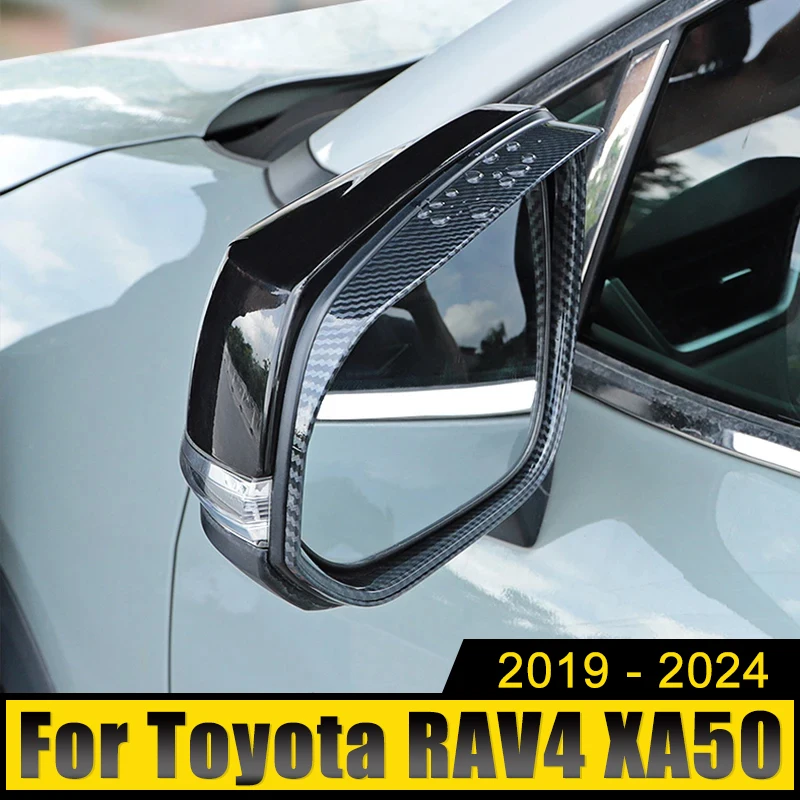 

For Toyota RAV4 XA50 2019-2021 2022 2023 2024 RAV 4 ABS Car Rearview Mirror Eyebrow Shield Cover Frame Trims Sticker Accessories