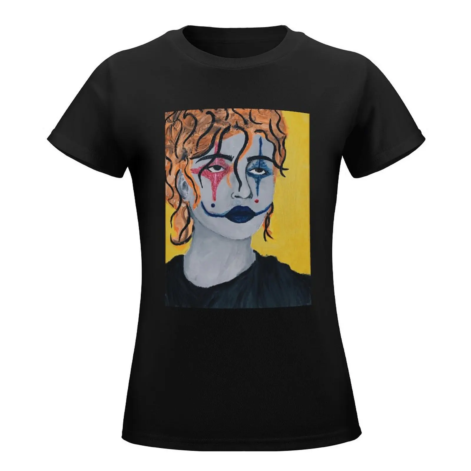 Clown Self Portrait T-Shirt female korean fashion vintage clothes summer tops white t-shirt dress for Women sexy