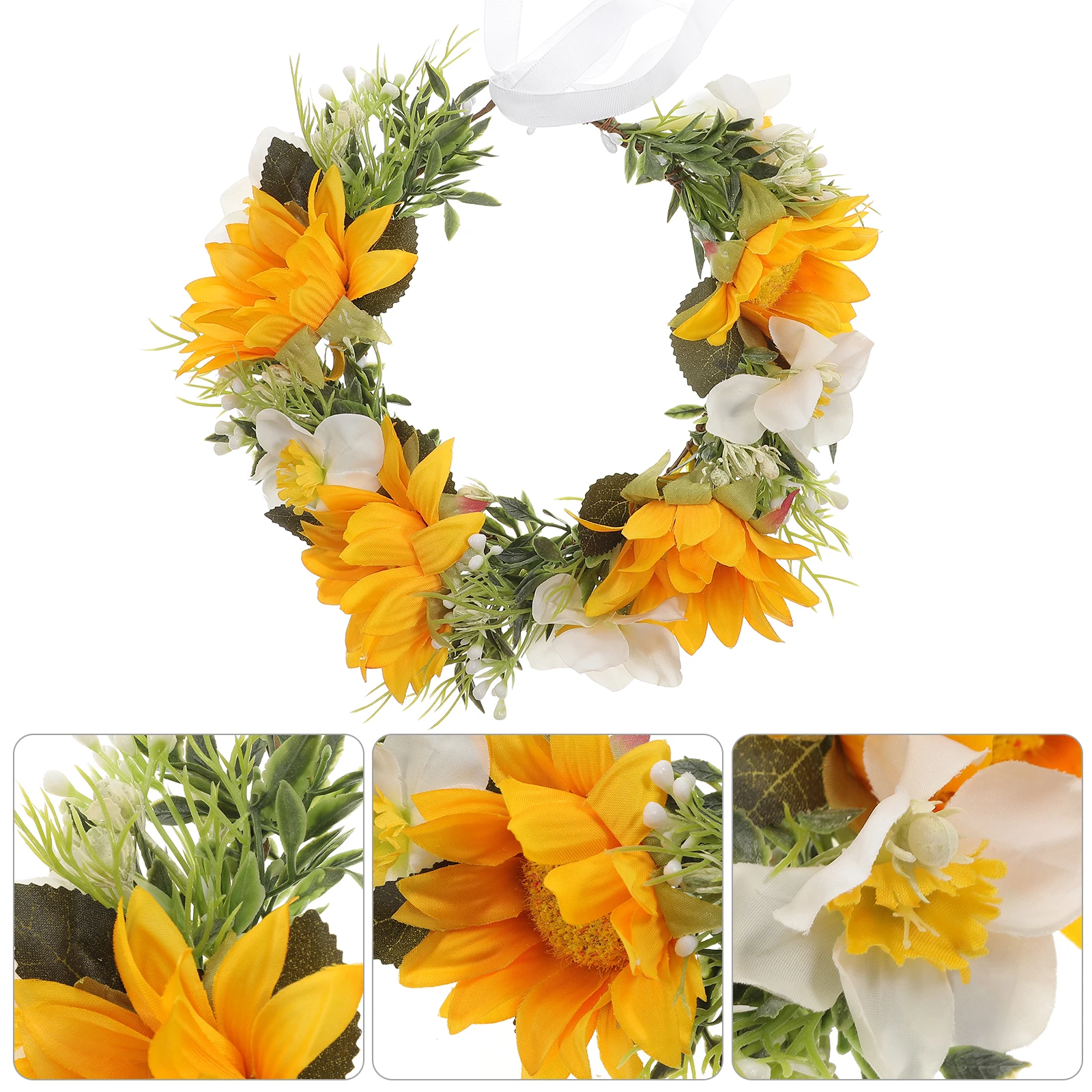 

Sunflower Headpiece Wedding Headb Wedding Wreath Headpiece Realistic Flowers Wreath Headb Hair Accessory Bride Daily Outfit