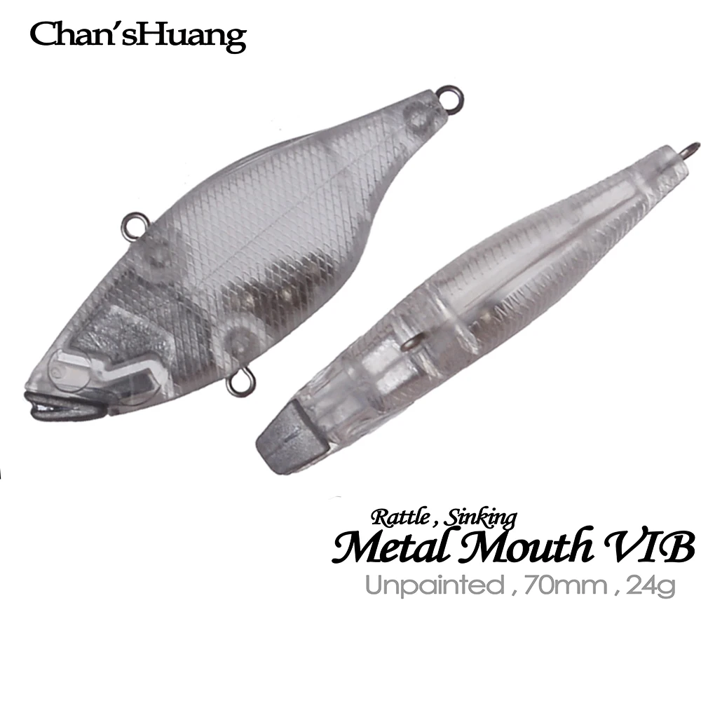 

Chan’sHuang 10PCS Unpainted Blank Fishing lures 70mm 24g Rattle Metal mouth VIB DIY Handmade Artificial Fishing Baitt