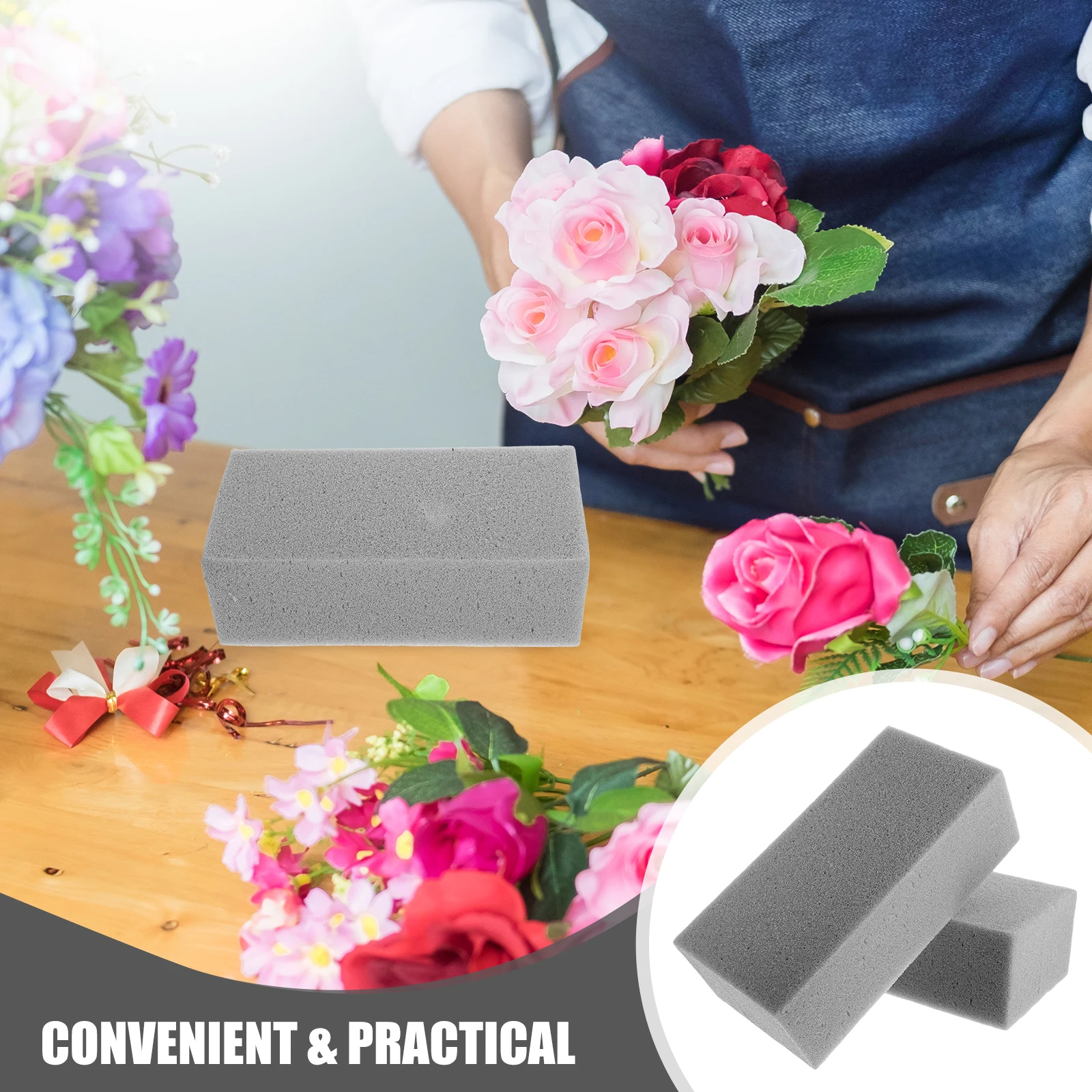

5pcs Dried Flower Mud Reusable Foam Blocks Gray for DIY Floral Arrangement Craft Supplies Gardening Accessories