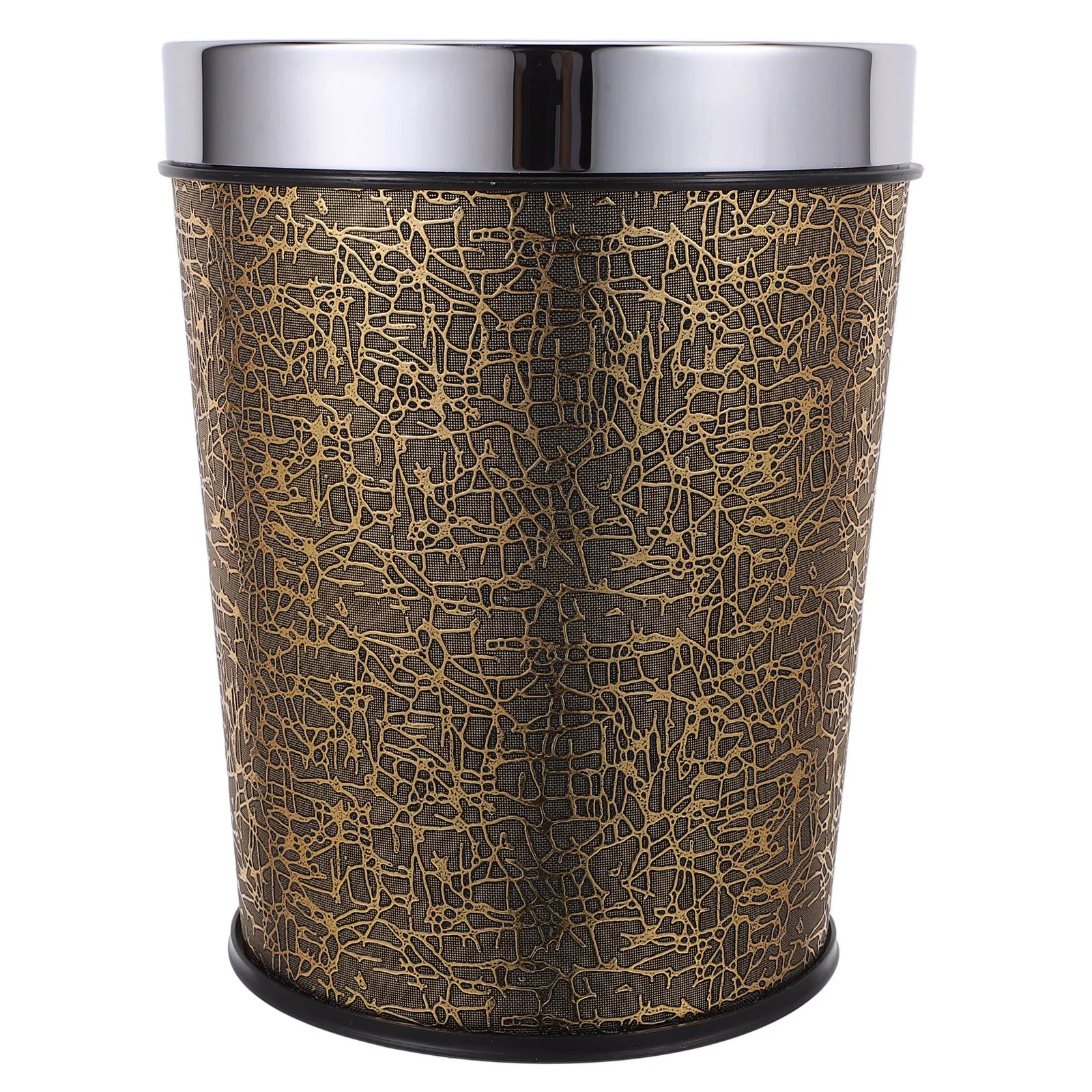 

Modern PU Waste Bin Retro Design Break Resistant Stable Structure Home Office Bathroom Round Trash Can