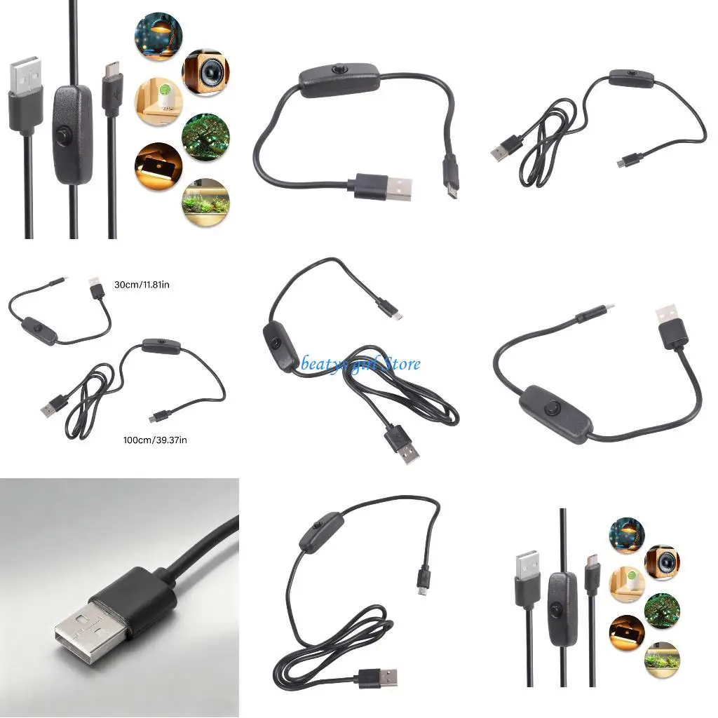 

C7AB for Home Office USB to Tiny USB Cable Featuring Power Switches for Phones