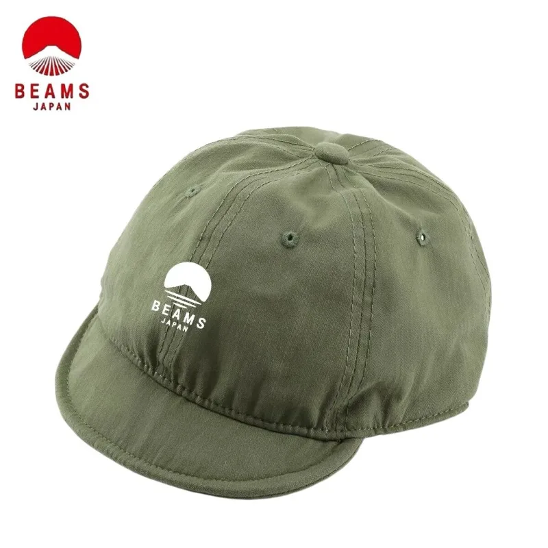 BEAMS Japanese‑Style Fashion Washed Short Brim Baseball Cap, Street Sun‑Protection Peaked Sun Hat Unisex