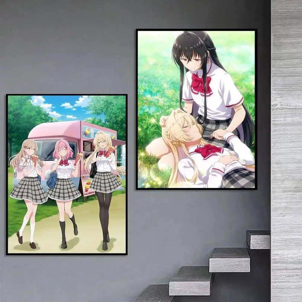 Watanare Yuri Squad Renako Amaori Poster Self-adhesive Art Waterproof Paper Sticker Coffee House Bar Room Wall Decor