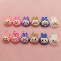 10pcs resin cartoon rabbit head pendant, DIY jewelry making earrings necklace keychain accessories