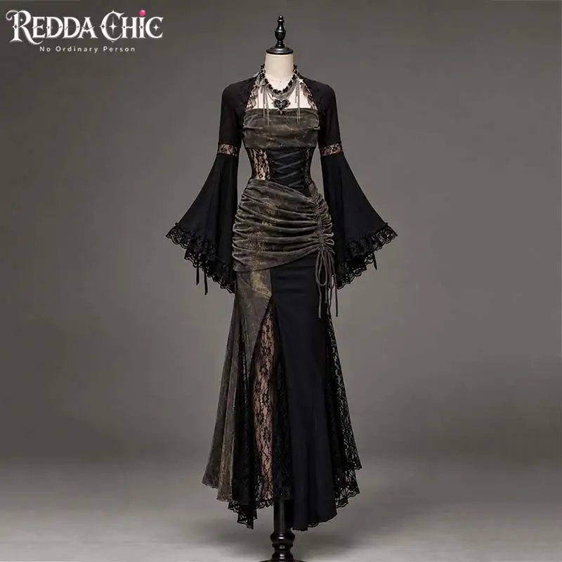 REDDACHiC Open Front Shrug Mermaid Dress Women Grunge Bell Sleeve Shawl Wraps Metallic Tank Maxi Bodycon Hotties Cosplay Costume