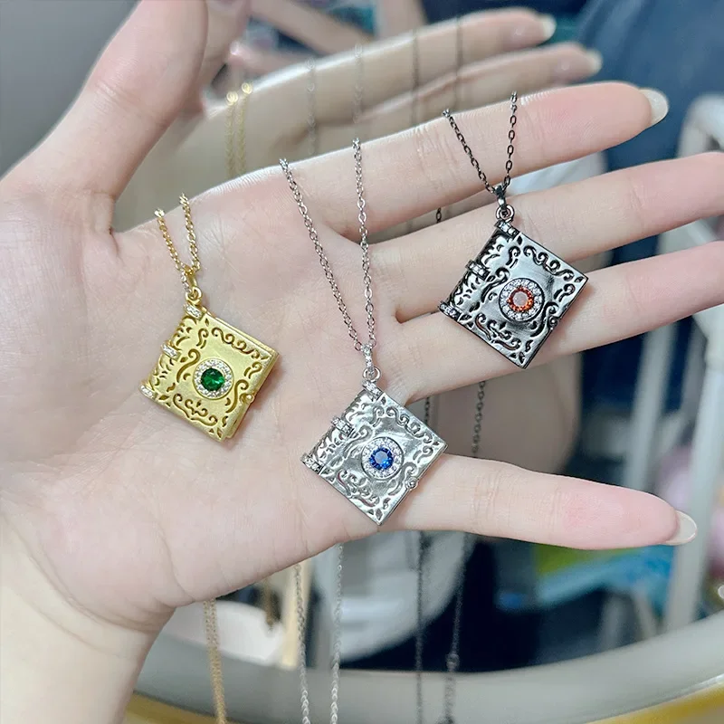 

MDL Moissa!ite Style Original Vintage Book Of Gold 18K Plated Hip Hop Niche Black Devil's Book Pendant