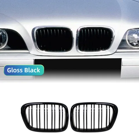 Глянцевая черная решетка радиатора (ноздри) для BMW 5 серии E39 M5 525 528 1995-2004, двойная линия, аксессуар для автомобиля...