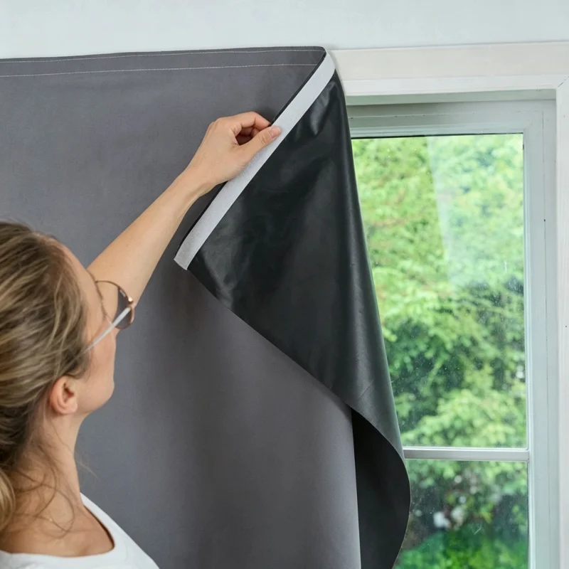 Easy Install Magic Tape Blackout Curtains Punch-Free Thermal Insulated Light Blocking Thick Window Shades Privacy Window Drape