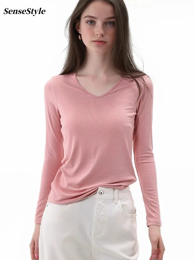 

Женская трикотажная футболка с длинным рукавом, круглым вырезом, 10% шелка, мягкая, базовая, классическая, для ношения под одеждой