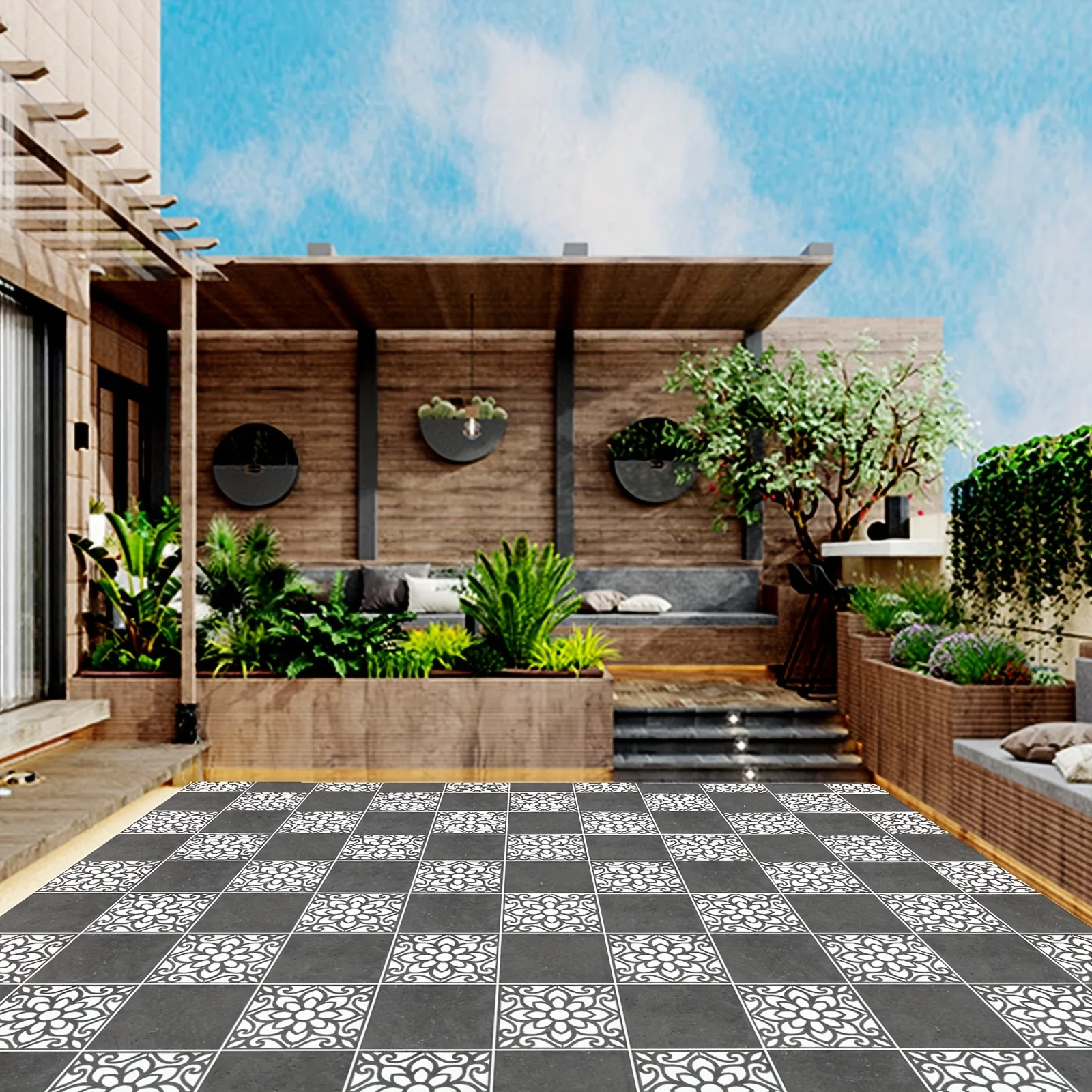 4 قطع استنسل بلاط مقاس 12 × 12 بوصة لطلاء أثاث الحائط على الأرض - مجموعة قوالب قابلة لإعادة الاستخدام بنمط ماندالا المكسيكي