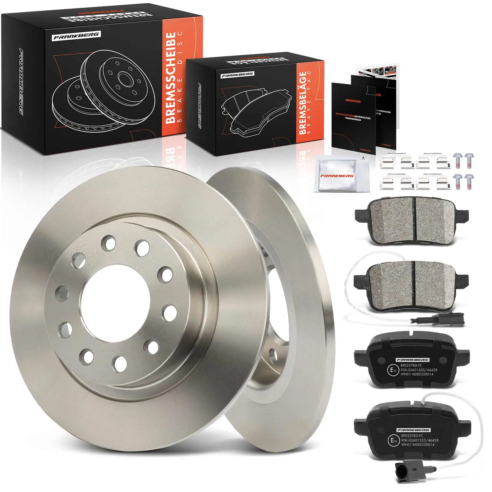 Frankberg 2x Remschijven 4x Remblokken Achteras voor Alfa Romeo Giulietta 940 1.4L 1.6L 1.7L 2.0L 2010-2020 51912593