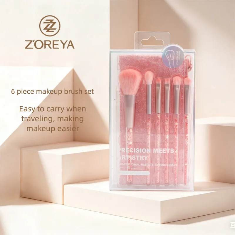 Exclusive For Cross-Border Physical Stores: Makeup Brush Set With 6 Eyeshadow Brushes, Blush And Powder Brush, Beautifully