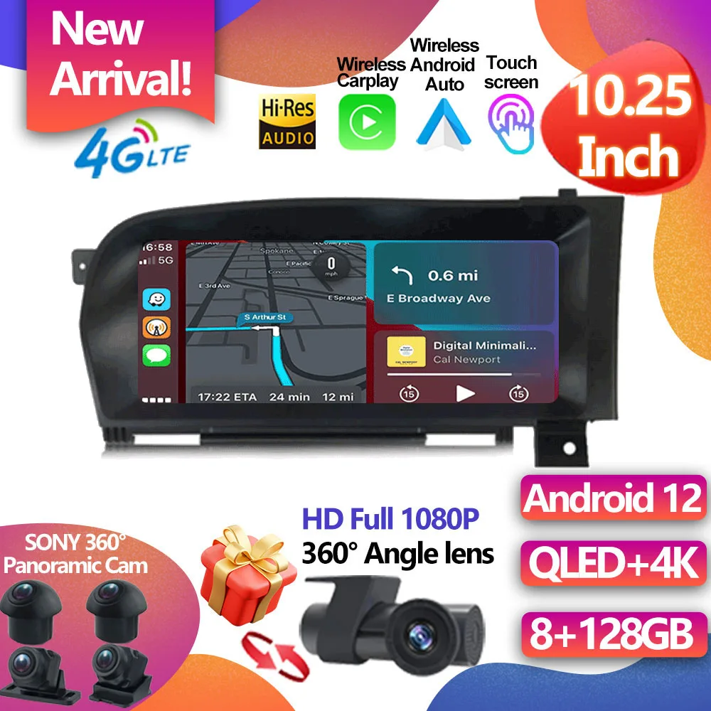 

For Benz S W221 W216 2005-2013 10.25 Inch Android Touch Screen Car Accessories Carplay Monitors Speacker Radio Multimedia Player