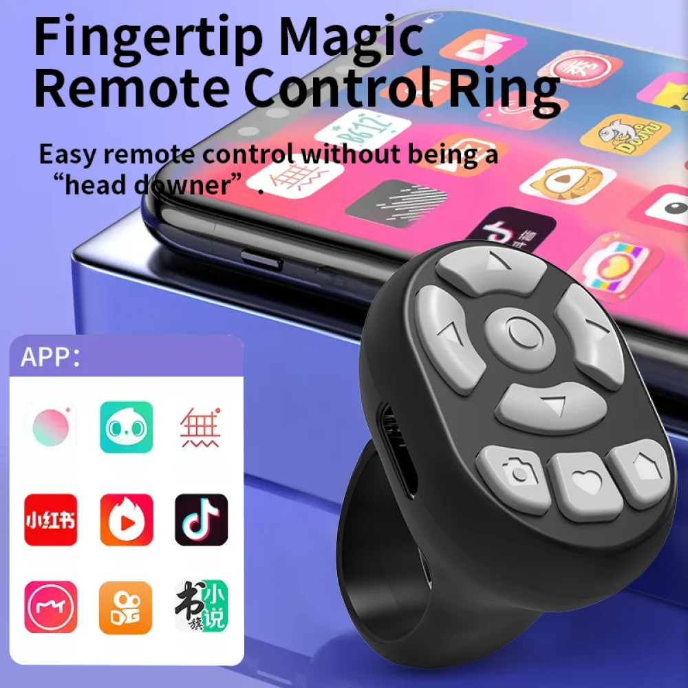 Mobile Phone Mini Remoter Bluetooth-Compatible Remote Control E-book Page Turner for TIK Tok Scrolling Ring
