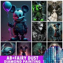 AB Diamond Painting Horror Fairy Dust Mickey Minnie Mouse Mosaic Art Disney Cartoon Alice Beauty And The Beast Home Decor Gift