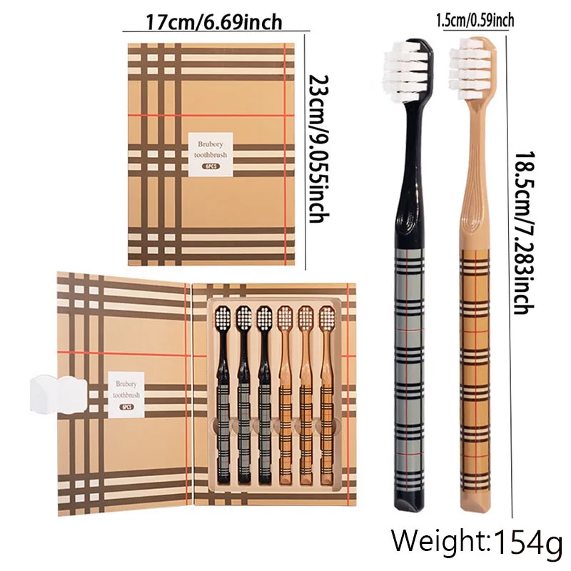 Light Luxury Fine Thread Soft Bristle Wide Head Toothbrush For Adults Household High-end Gift Box Set Of 6 Pieces Cleaning Teeth